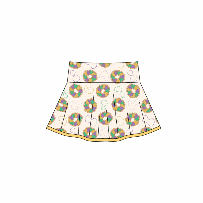 10.18 GLK0160 Pre order No Moq Yoga fabric Baby Girls Mardigras Donuts Lights Yoga Skirt Shorts Bottom