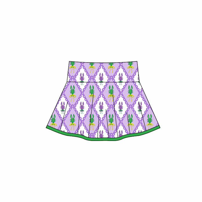 10.18 GLK0161 Pre order No Moq Yoga fabric Baby Girls Mardigras Crayfishes Checked Yoga Skirt Shorts Bottom