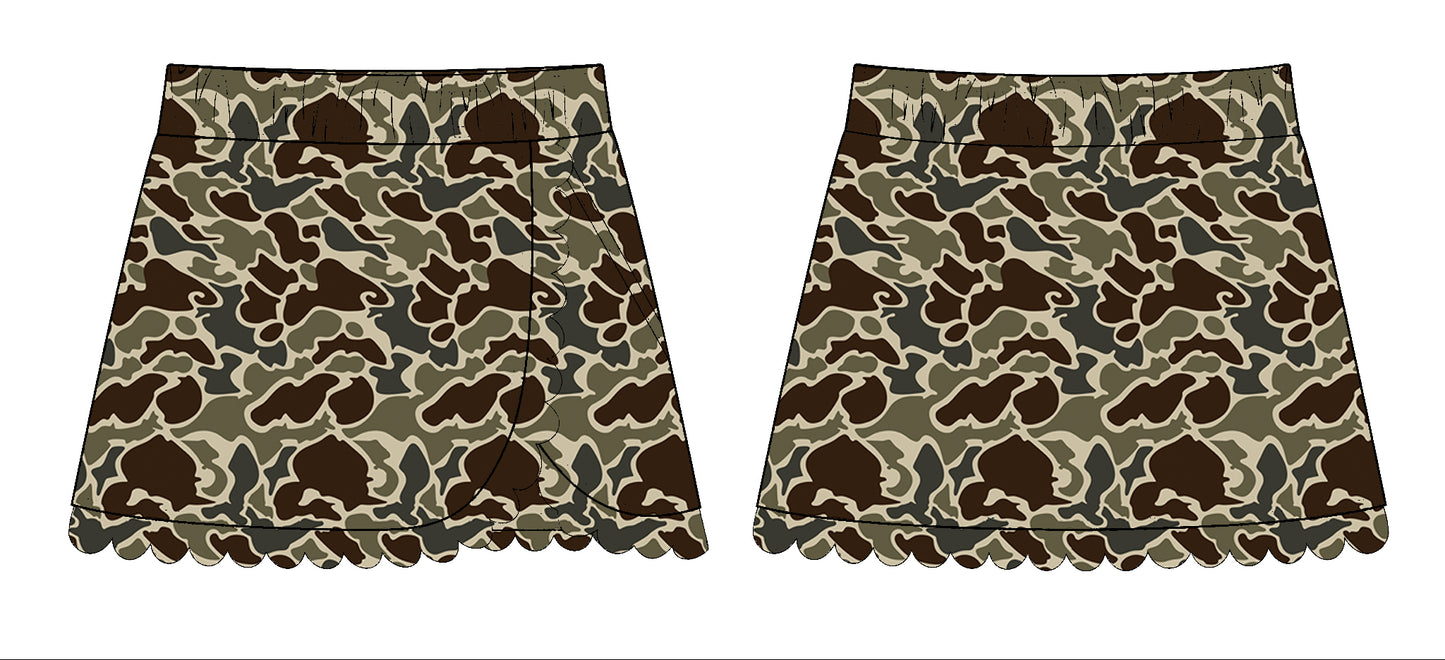 10.28 GLK0178 Pre order No Moq Yoga fabric Baby Girls Dark Khaki Camo Southern Yoga Skirts Bottom