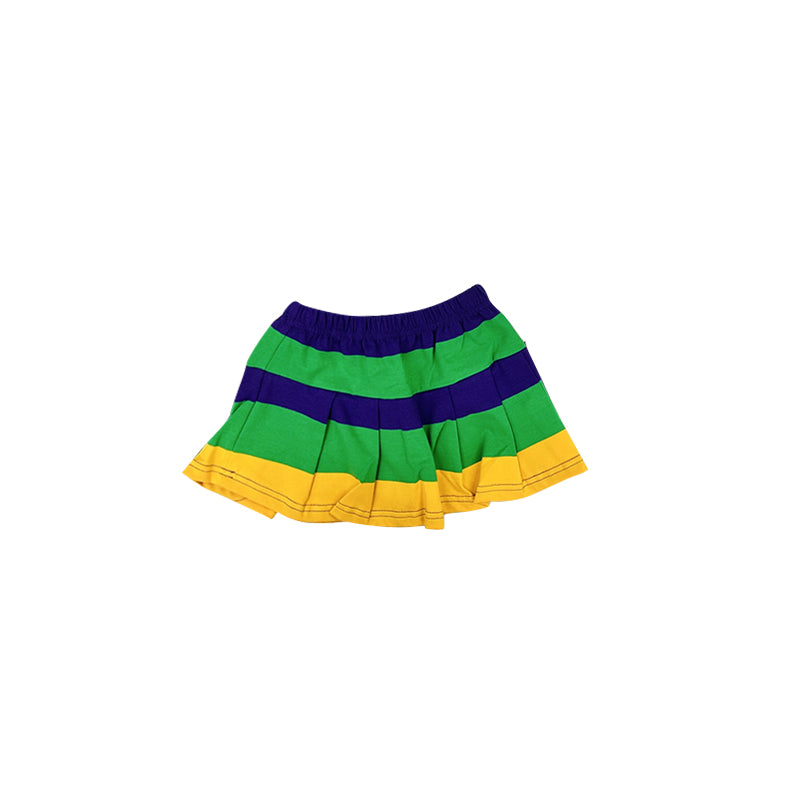 11.18 GLK0197 Pre order No Moq Yoga fabric Baby Girls Mardigras Purple Green Yellow Stripe Yoga Skirt Shorts Bottom