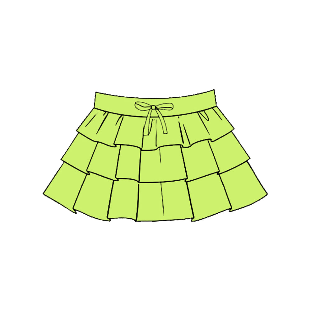 11.20 GLK0201 Pre order No Moq Yoga fabric Baby Girls Green Ruffle Yoga Skirt Shorts Bottom