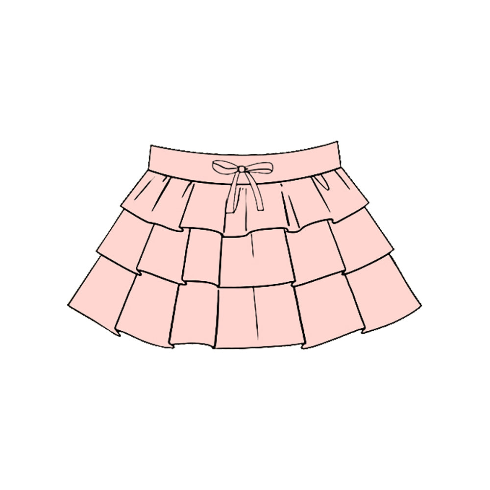 11.20 GLK0205 Pre order No Moq Yoga fabric Baby Girls Light Pink Ruffle Yoga Skirt Shorts Bottom