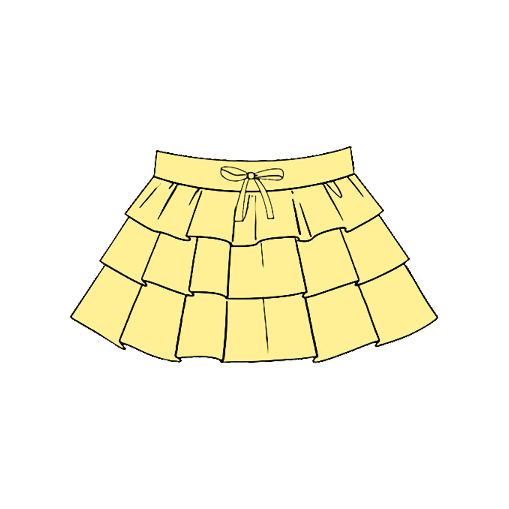 11.20 GLK0207 Pre order No Moq Yoga fabric Baby Girls Yellow Ruffle Yoga Skirt Shorts Bottom