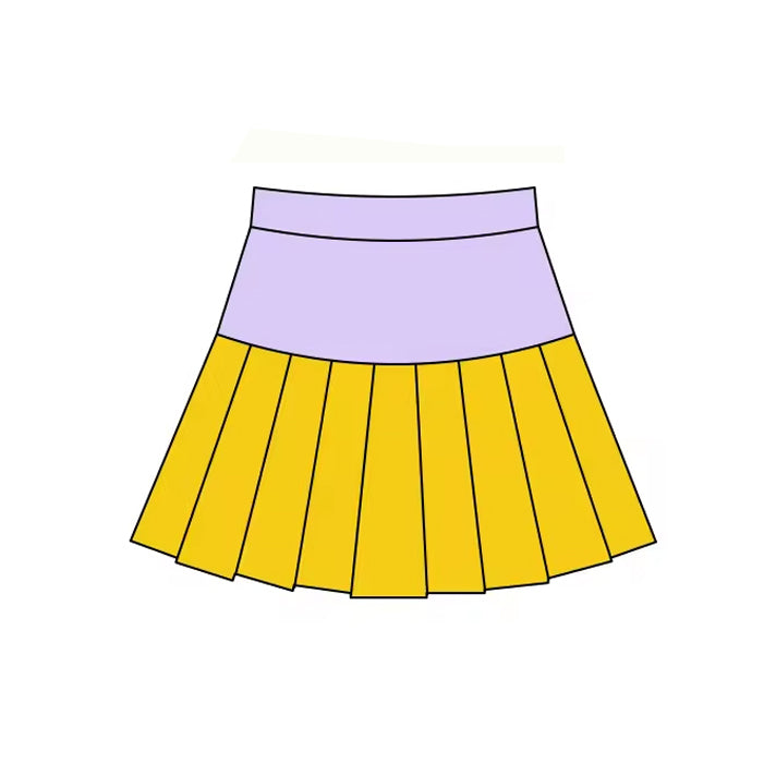 11.20 GLK0210 Pre order No Moq Yoga fabric Baby Girls Mardigras Lavender Gold Yoga Pleated Skirt Shorts Bottom