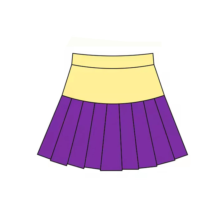 11.20 GLK0211 Pre order No Moq Yoga fabric Baby Girls Mardigras Purple Yellow Yoga Pleated Skirt Shorts Bottom