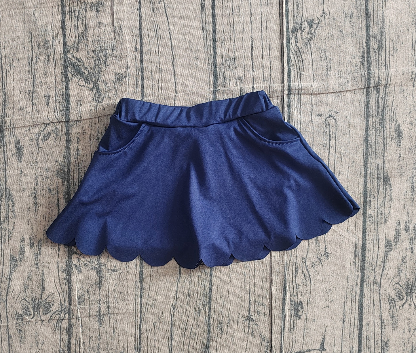 2.3 GLK0236 Sample No Moq Yoga fabric Baby Girls Navy Pockets Yoga Active Scallop Skirt Shorts Bottom