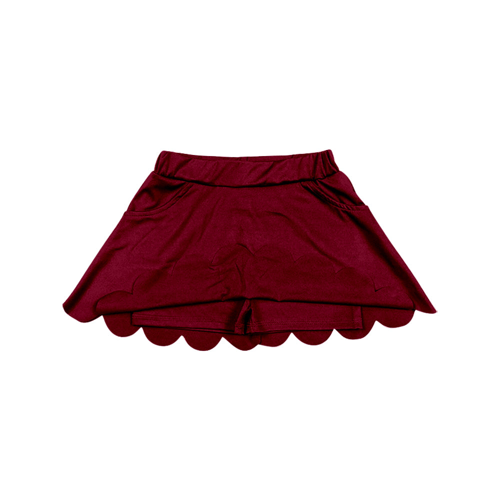 5.8 GLK0304 Pre order No Moq Baby Girls Maroon Scallop Yoga Active Skirt Shorts Bottom