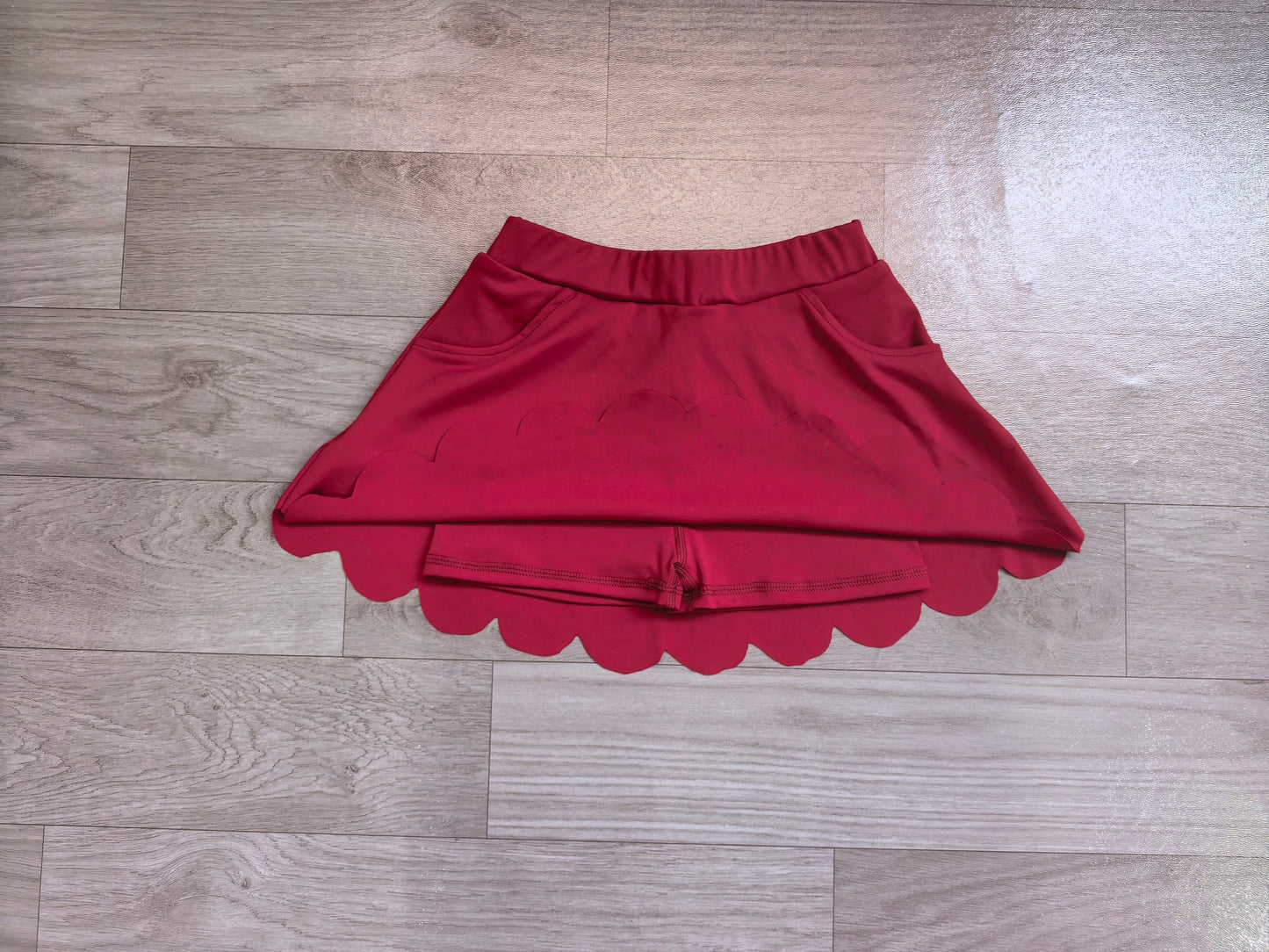 GLK0304 Sample No Moq Yoga Baby Girls Maroon Scallop Yoga Active Skirt Shorts Bottom