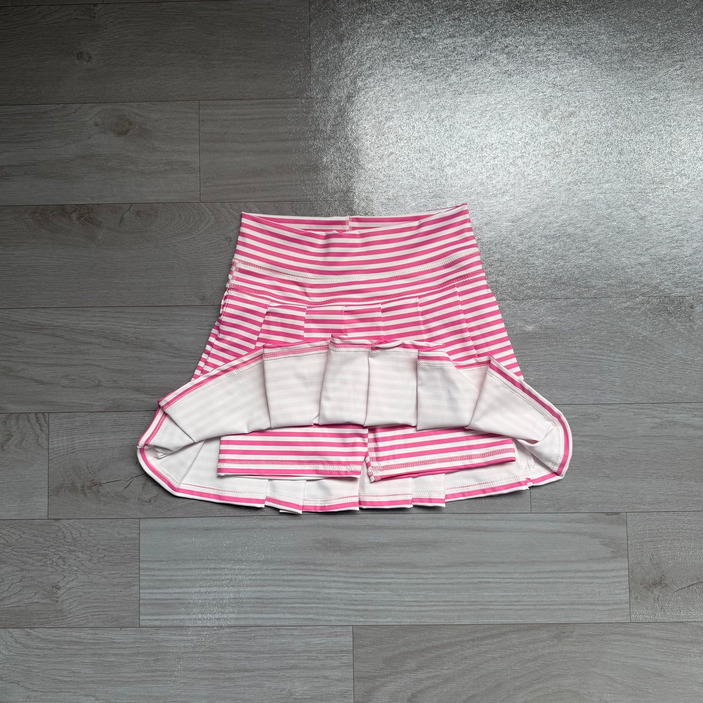 GLK0335 Sample No Moq Yoga Baby Girls Pink White Striped High Waist Pleated Skort Casual Sports Skort