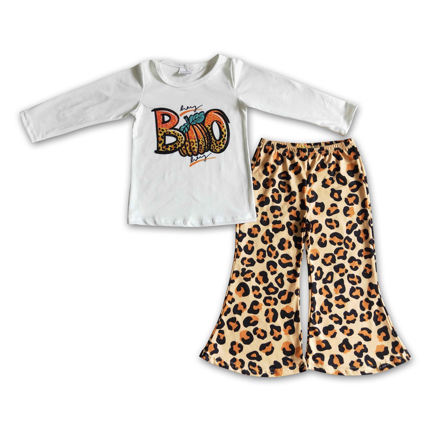 GLP0060Pumpkin boo shirt leopard pants girls Halloween clothing