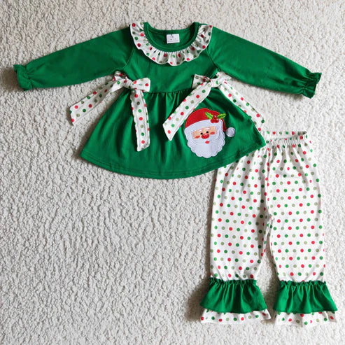 9.20 RTS Sibling Baby Boys Girls Embroidery Santa Christmas Tee Shirts Clothes Set Knee Length Dress Rompers
