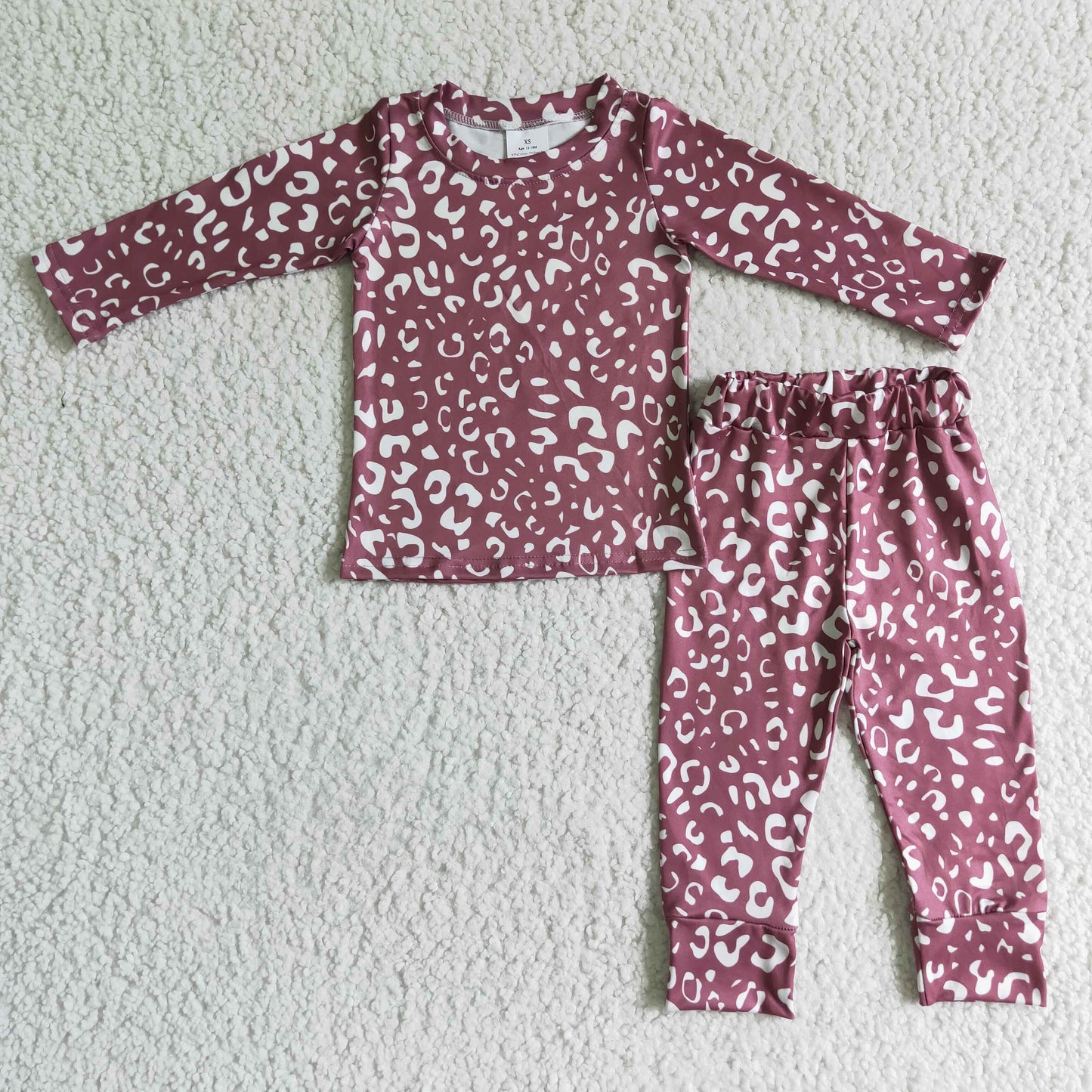 GLP0199 baby girls brown leopard fall pajamas sets