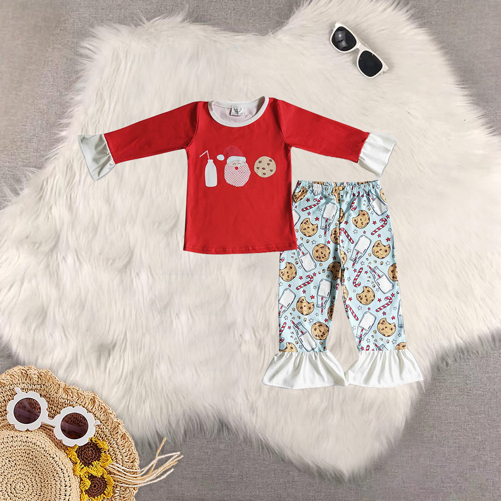 8.21 RTS Sibling Baby Boys Girls Milk santa biscuit kids boy red Christmas pajamas