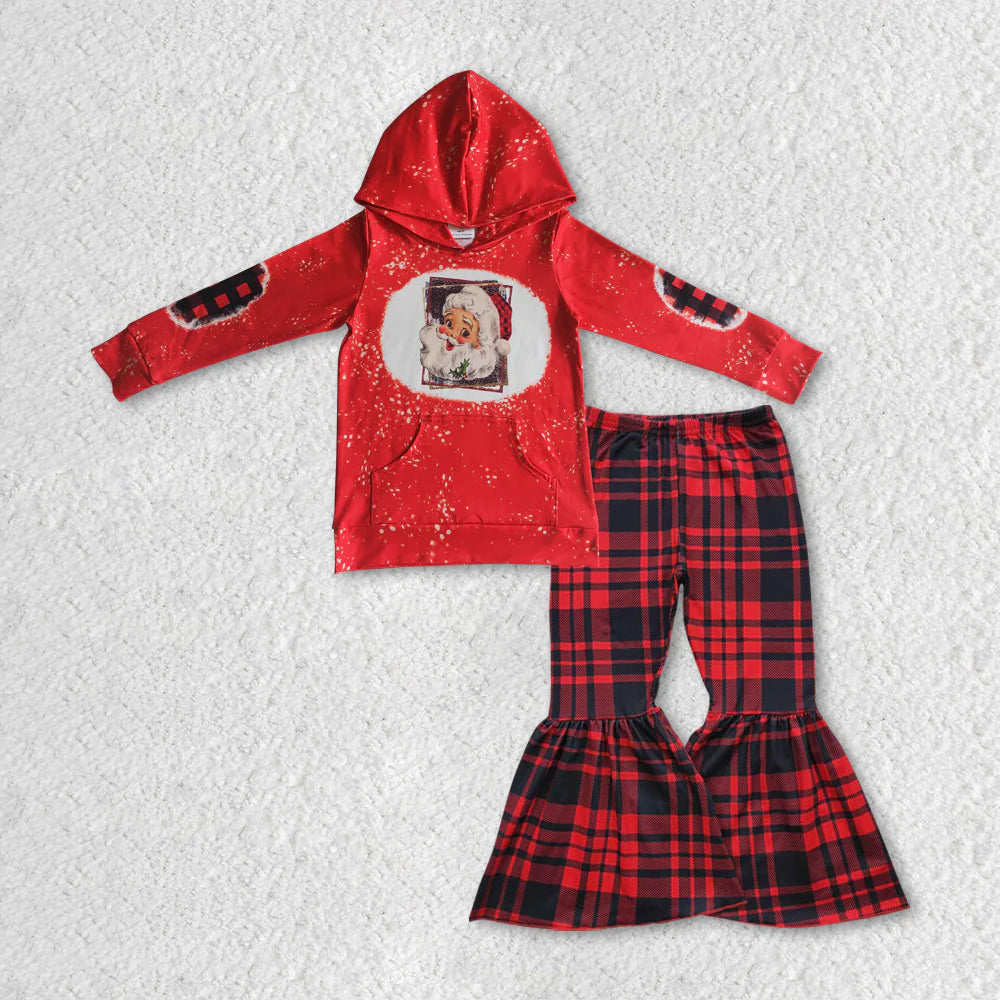 9.17 RTS Sibling Baby Boys Girls Santa Lights Hoodie Top Leggings Bell Bottom Pant Christmas Clothes Set