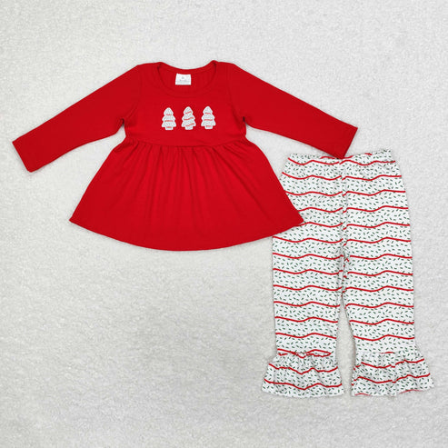 9.19 RTS Sibling Baby Boys Girls Embroidery Trees Top Pants Christmas Clothes Sets