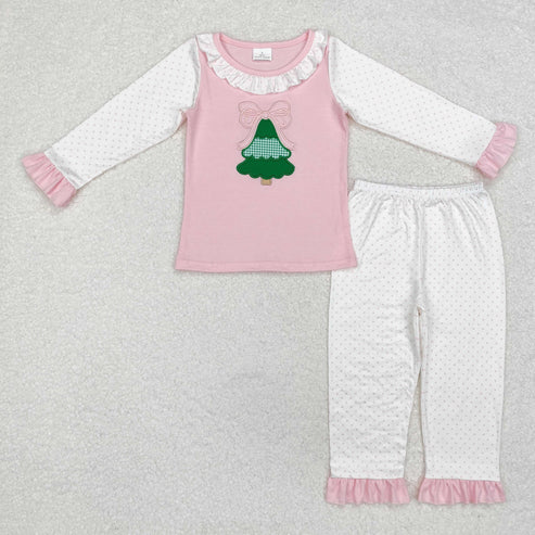 9.19 RTS Sibling Baby Boys Girls Embroidery Trees Top Pants Christmas Clothes Sets