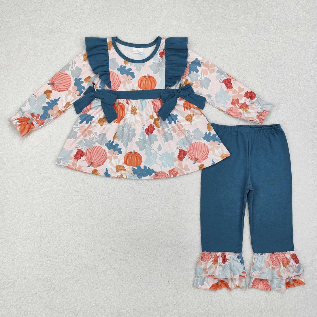 10.2 RTS Sibling Baby Girls Long Sleeves Floral Bows Tunic Ruffle Pants Clothes Sets