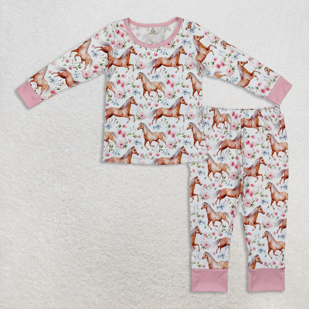 10.21 RTS Baby Girls Western Long Sleeve Tops Pants Pajamas Clothes Sets