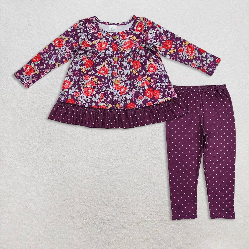 10.21 RTS Sibling Baby Girls Long Ruffle Sleeves Top Tunic Leggings Pant Clothes Sets