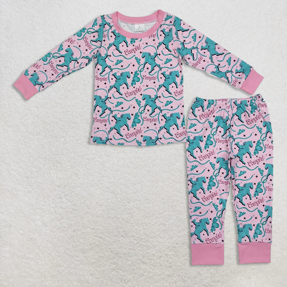 10.21 RTS Baby Girls Western Long Sleeve Tops Pants Pajamas Clothes Sets