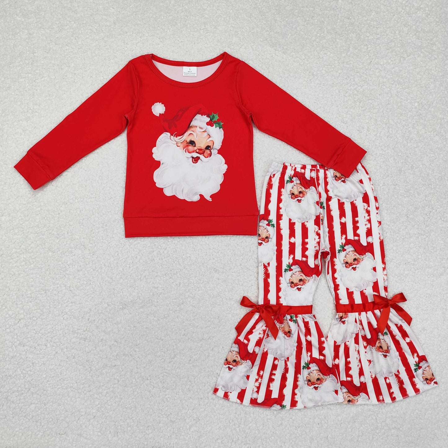 GLP1946 Baby Girls Christmas Santa Top Bell Pants Clothes Sets Preorder