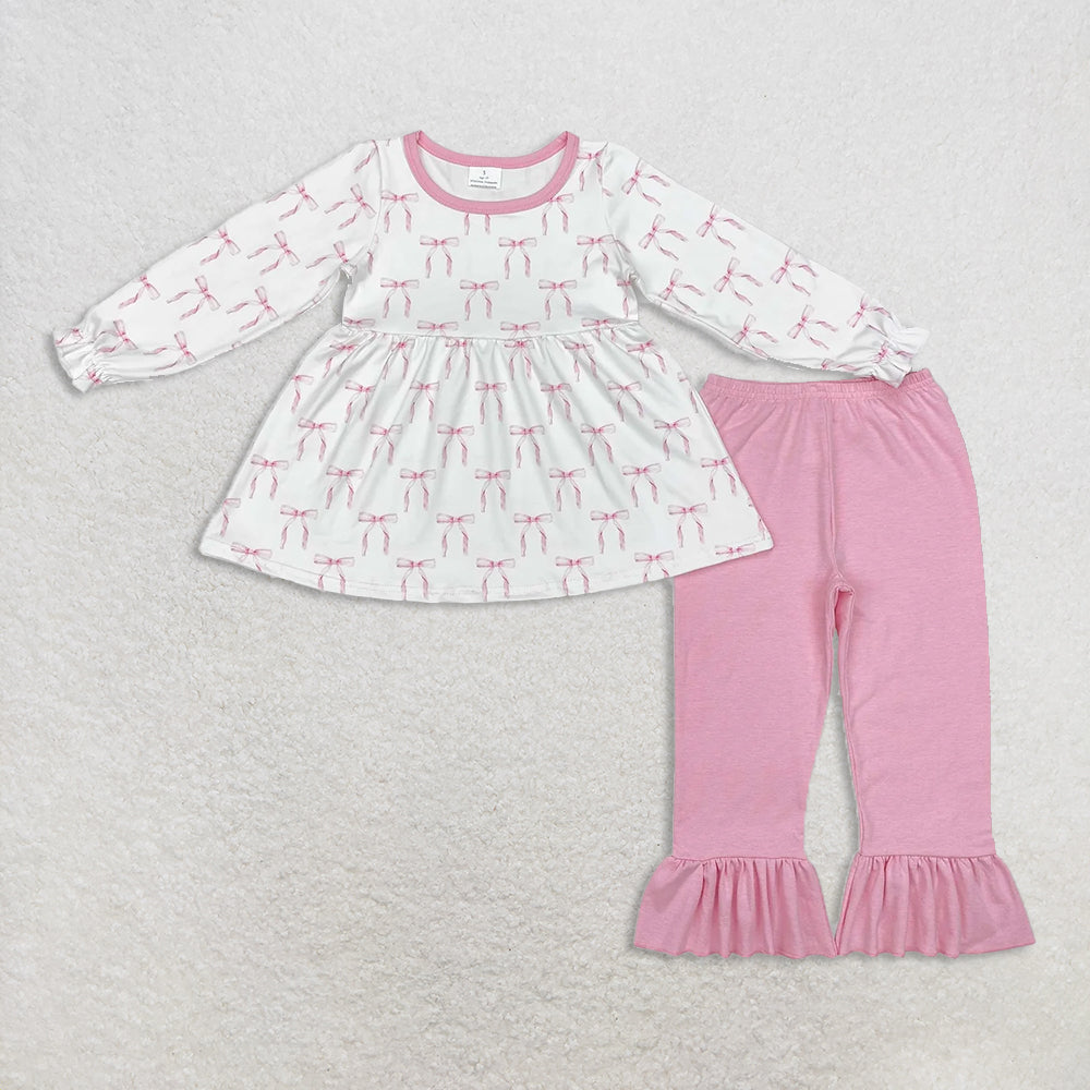 10.21 RTS Sibling Baby Girls Long Sleeves Colorful Floral Bows Plaid Tunic Ruffle Pants Sets