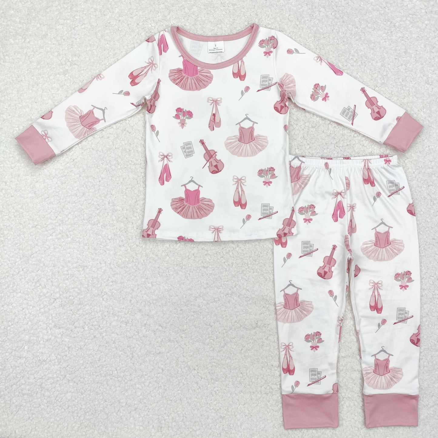 GLP2023 Baby Girls Pink Music Dance Shirt Pants Pajamas Clothes Sets Preorder
