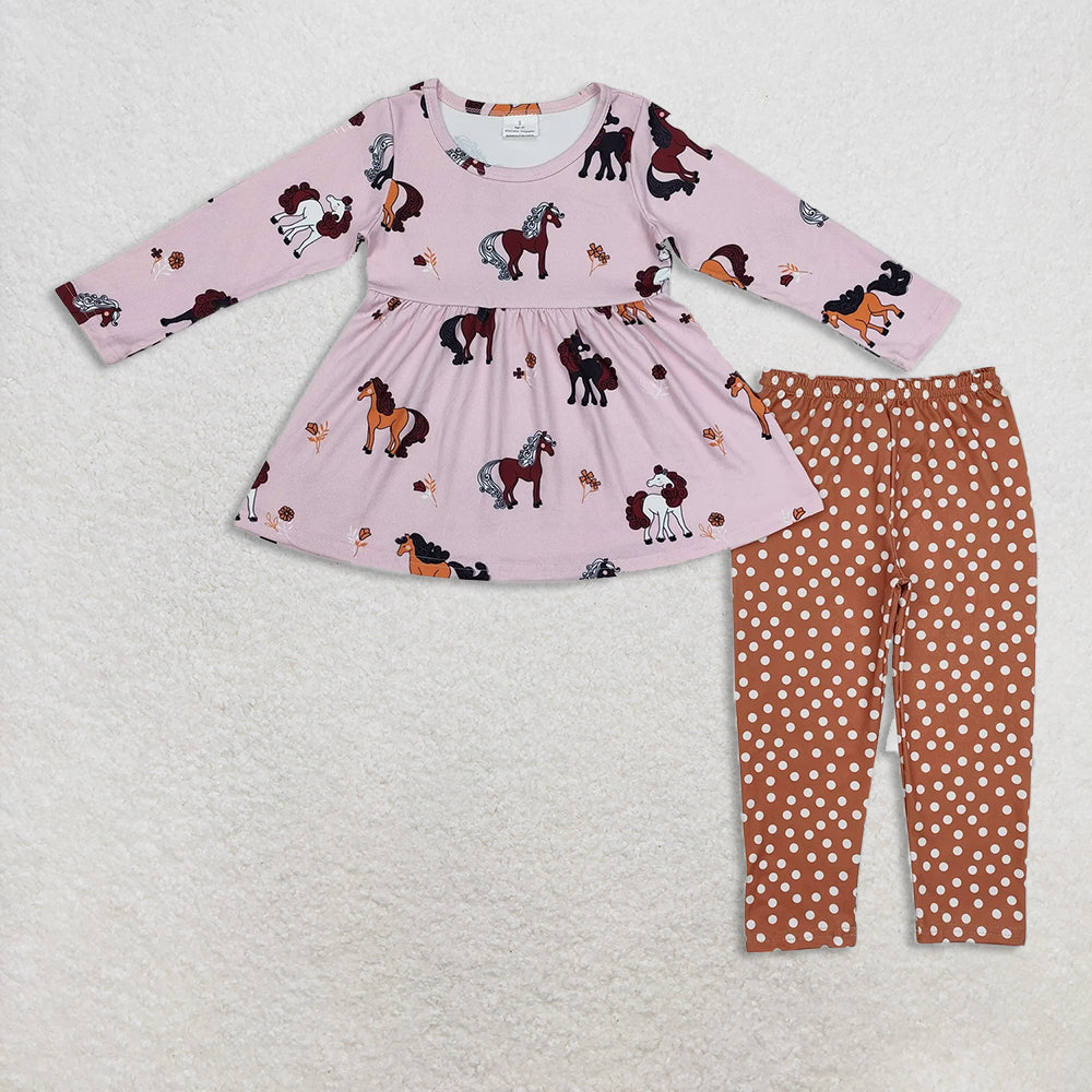 10.21 RTS Sibling Baby Girls Long Ruffle Sleeves Top Tunic Leggings Pant Clothes Sets