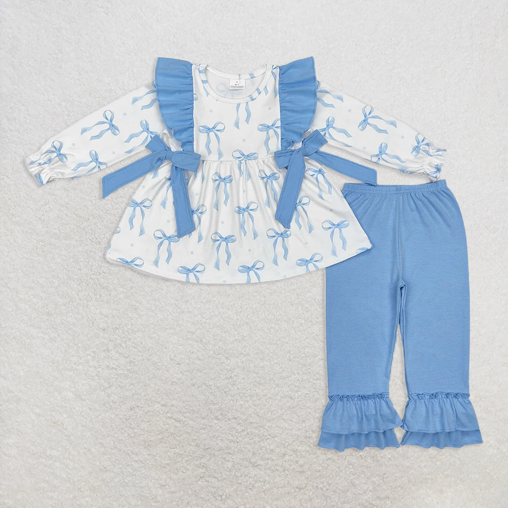 10.21 RTS Sibling Baby Girls Long Ruffle Sleeves Top Tunic Leggings Pant Clothes Sets