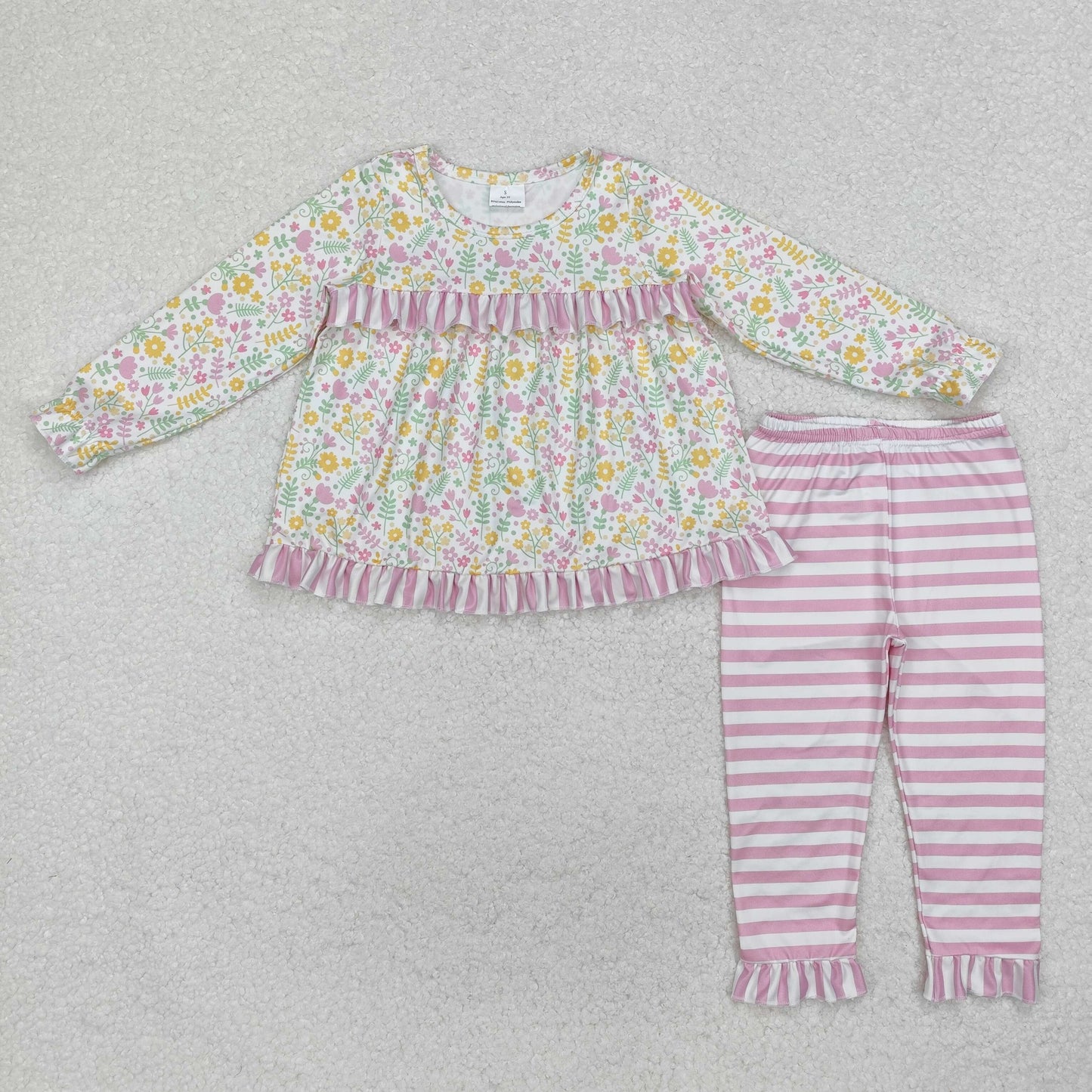 RTS GLP2119 Baby Girls Spring Flowers Ruffle Top Legging Clothes Sets
