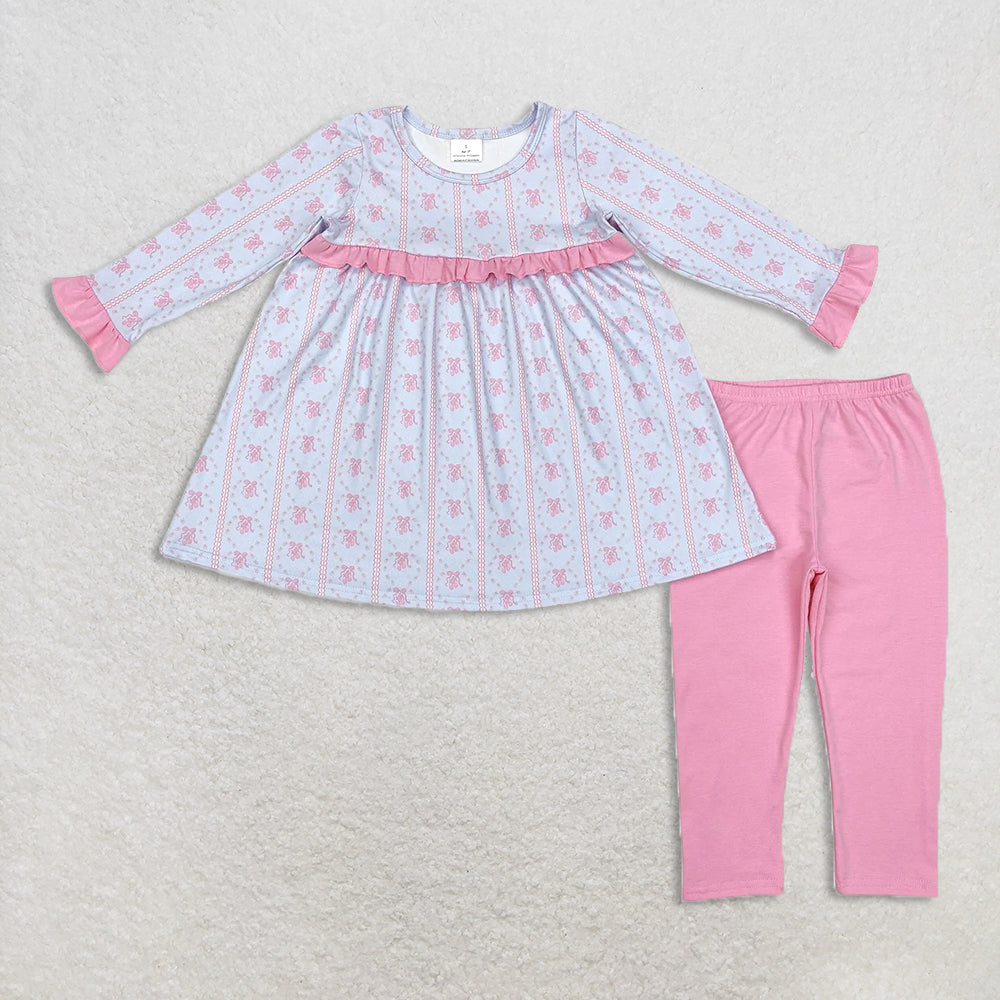 10.21 RTS Sibling Baby Girls Tunic Leggings Pant Long Ruffle Sleeves Clothes Sets