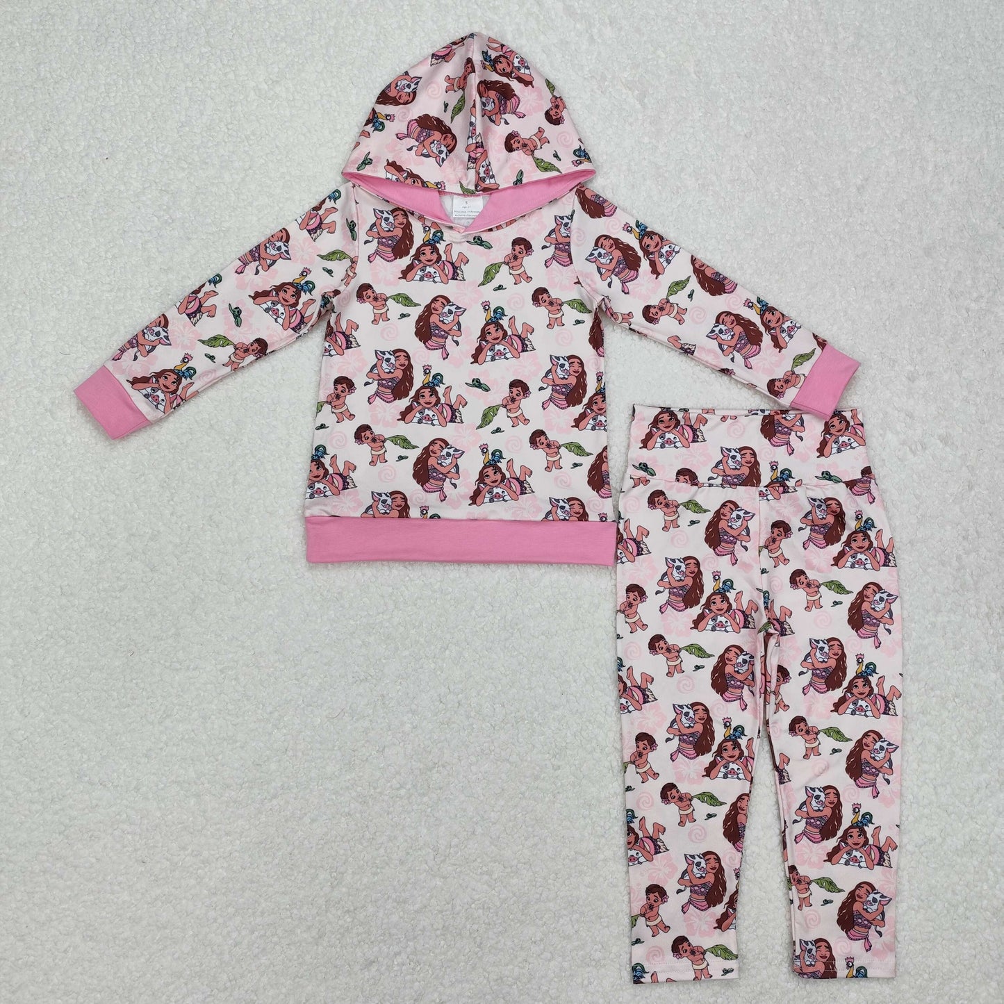GLP2233Pink long sleeves pig princess kids girls hoodie set