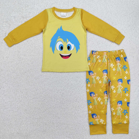 RTS NO MOQ ETA 5/7days Arrived GLP2240 Cartoon expression flower yellow long-sleeved long pants pajama set