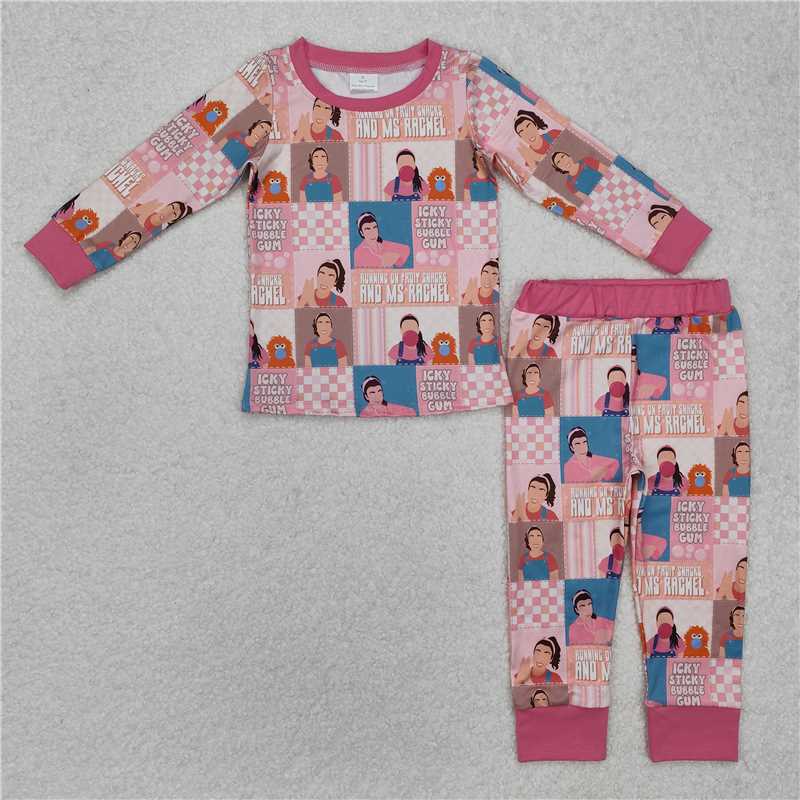 4.22 GLP2281 RTS NO MOQ Pink long sleeves teacher bubble baby girls pajamas