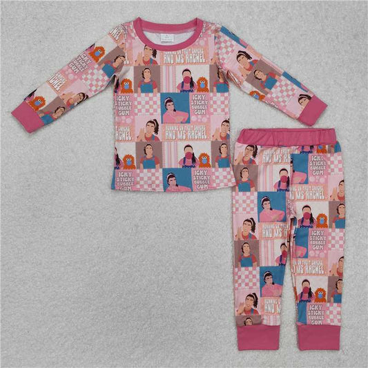 4.22 GLP2281 RTS NO MOQ Pink long sleeves teacher bubble baby girls pajamas