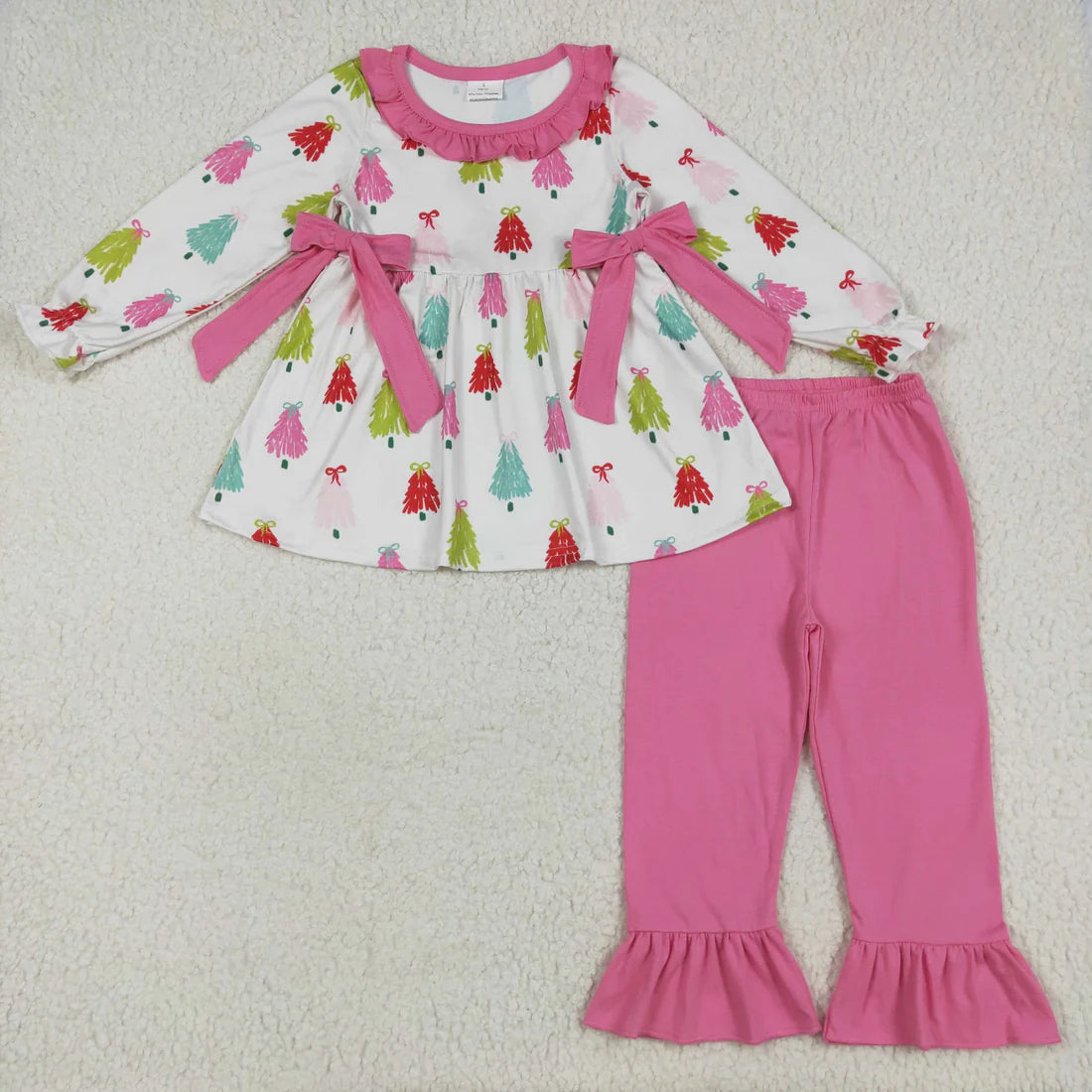 10.2 RTS Sibling Baby Girls Long Sleeves Gingerbread Santa Plaid Tunic Ruffle Pants Christmas Sets