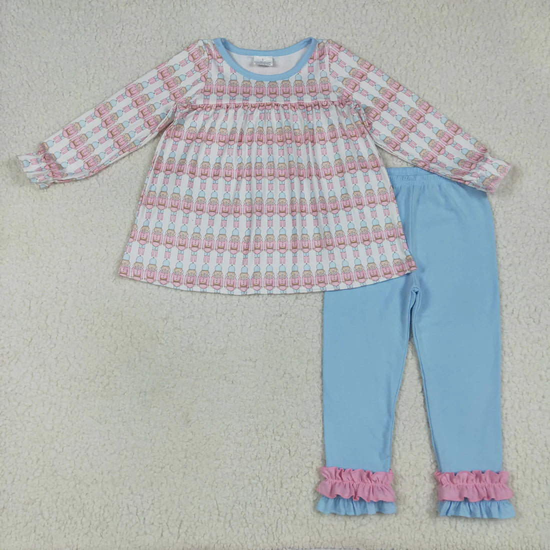 10.2 RTS Sibling Baby Girls Christmas Soldier Top Blue Rompers Outfits