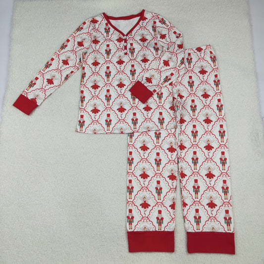 10.10 RTS NO MOQ (In stock)GLP2816 Adult Women Red Bows Soldiers Checked Top Pant Christmas Pajamas Sets
