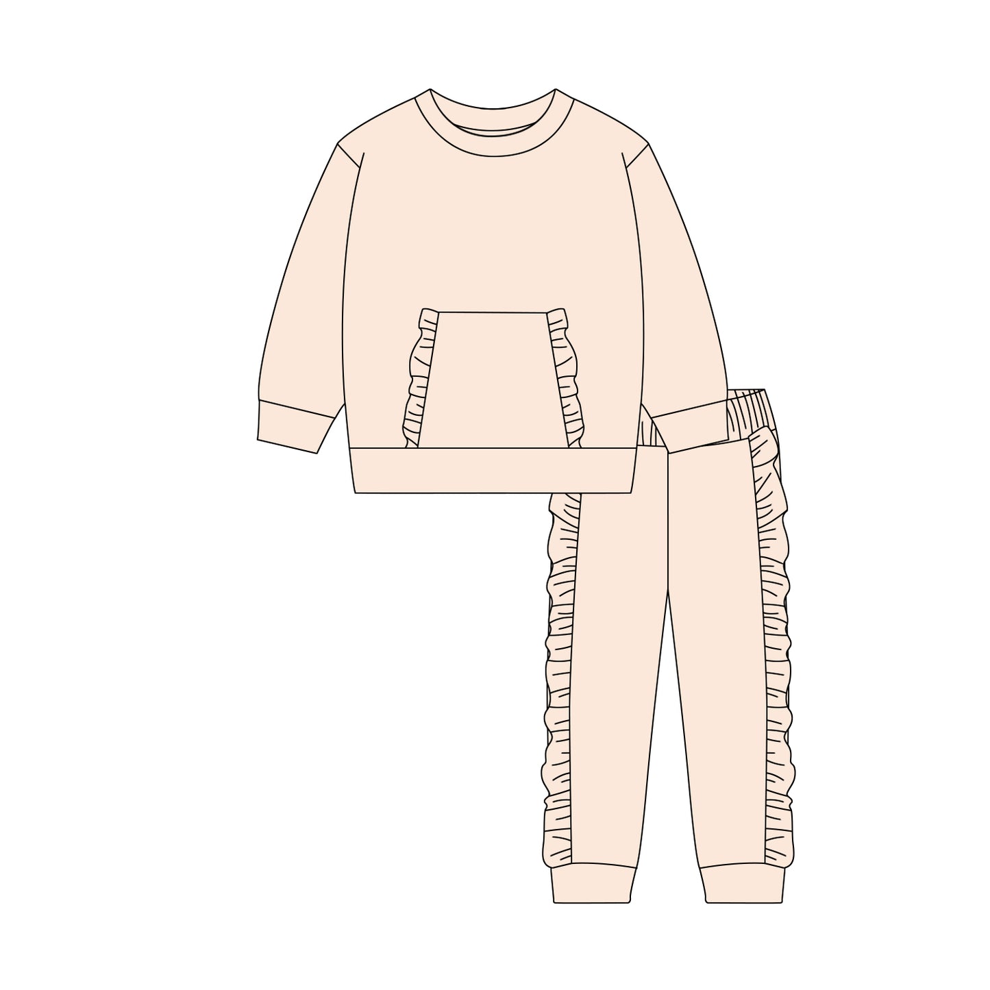 10.21 GLP3041 Pre order No Moq Baby Girls Peach Pocket Top Ruffle Legging Pants Clothes Sets