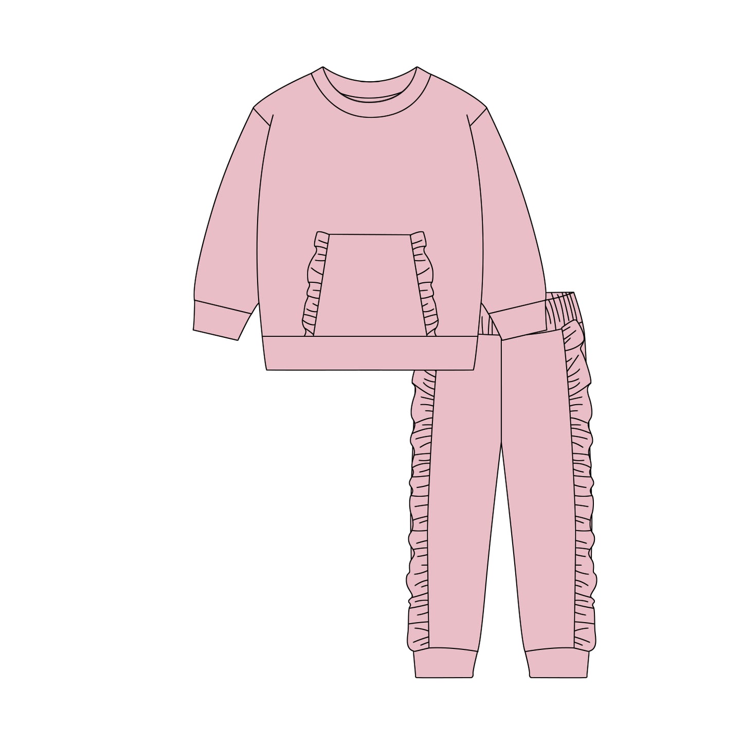 10.21 GLP3042 Pre order No Moq Baby Girls Pink Pocket Top Ruffle Legging Pants Clothes Sets