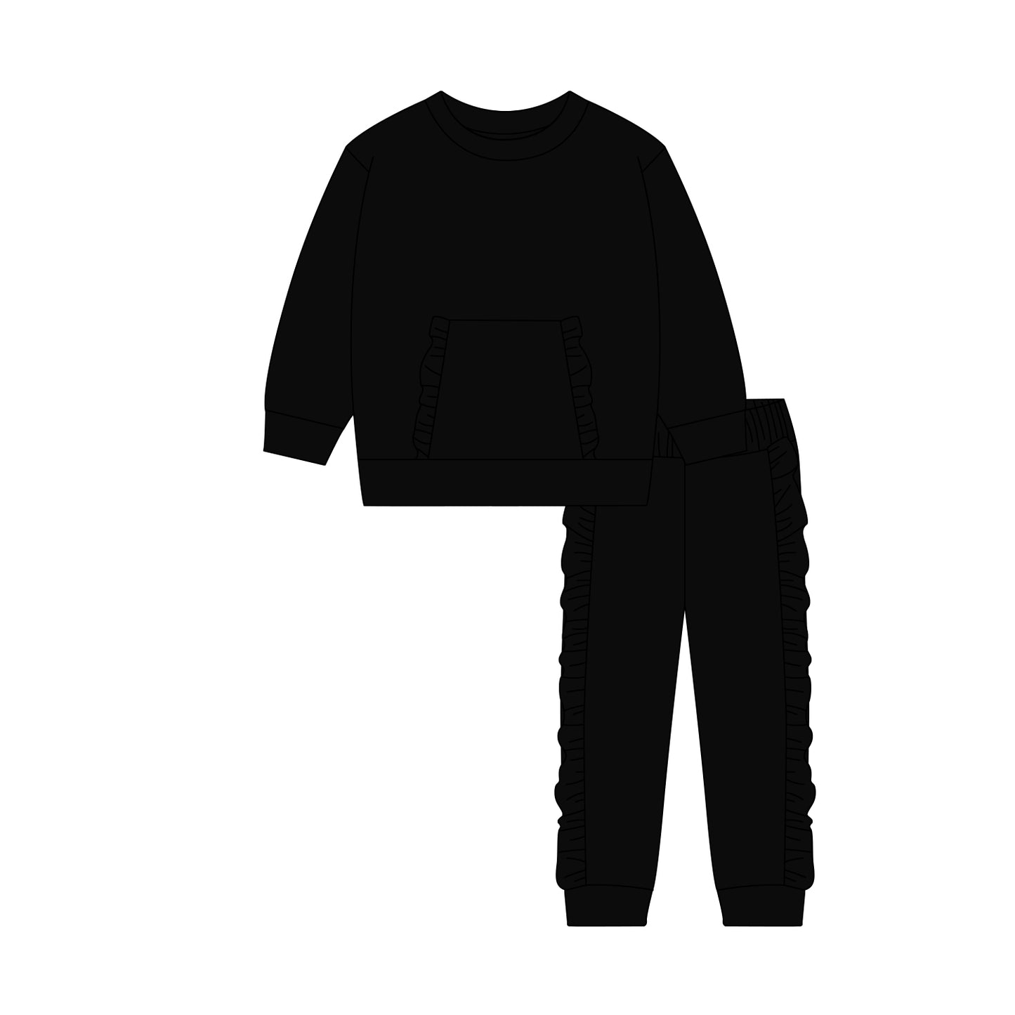 10.21 GLP3044 Pre order No Moq Baby Girls Black Pocket Top Ruffle Legging Pants Clothes Sets