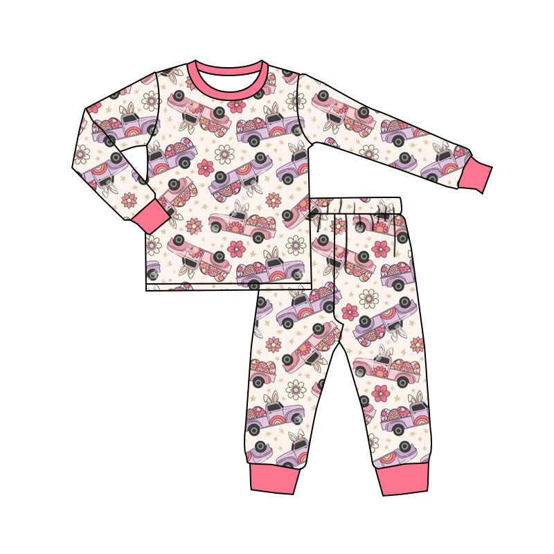 11.14 GLP3169 Pre order No Moq Baby Girls Flowers Eggs Trucks Pants Easter Pajamas Sets