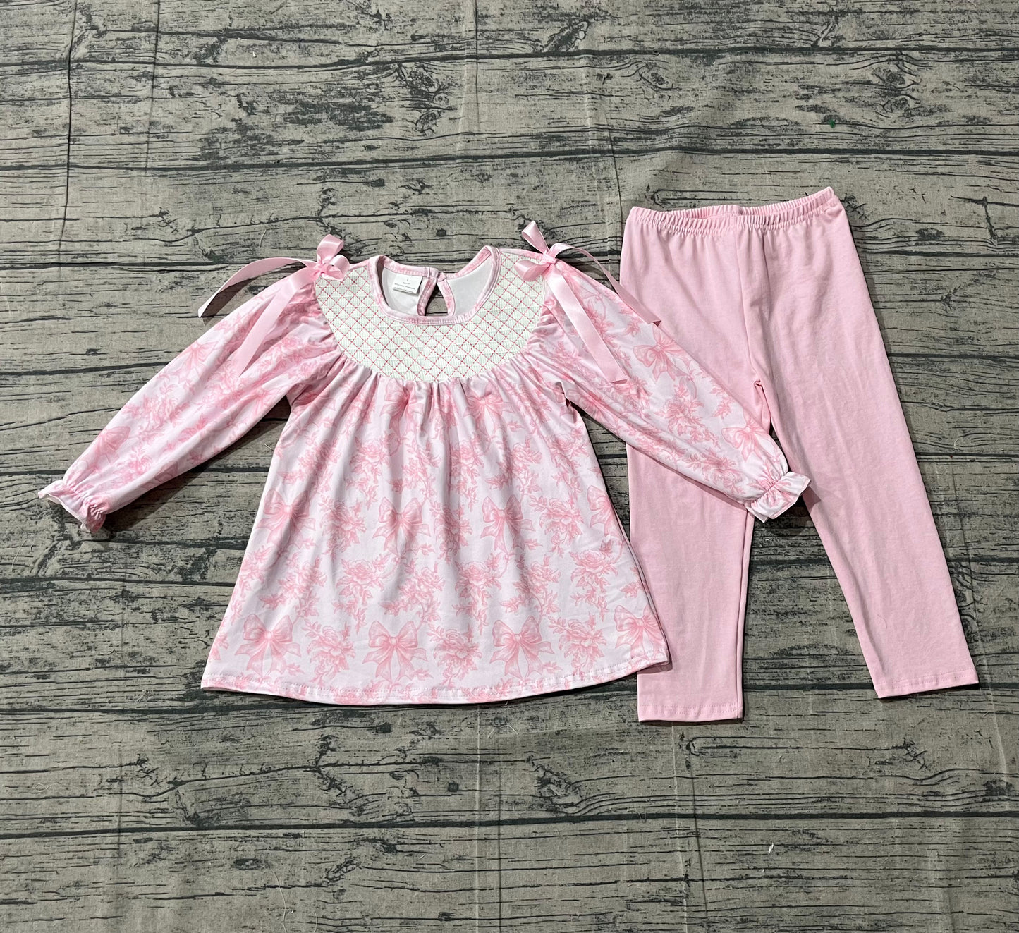1.6 GLP3285 Pre order No Moq Baby Girls Pink Flowers Tunic Legging Pants Clothes Sets