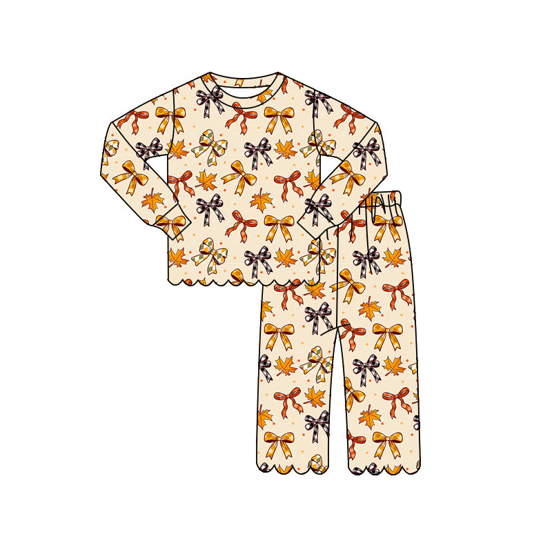 4.14 Pre order No Moq Baby Girls Long Sleeve Flowers Top Pants Scallop Pajamas Clothes Sets