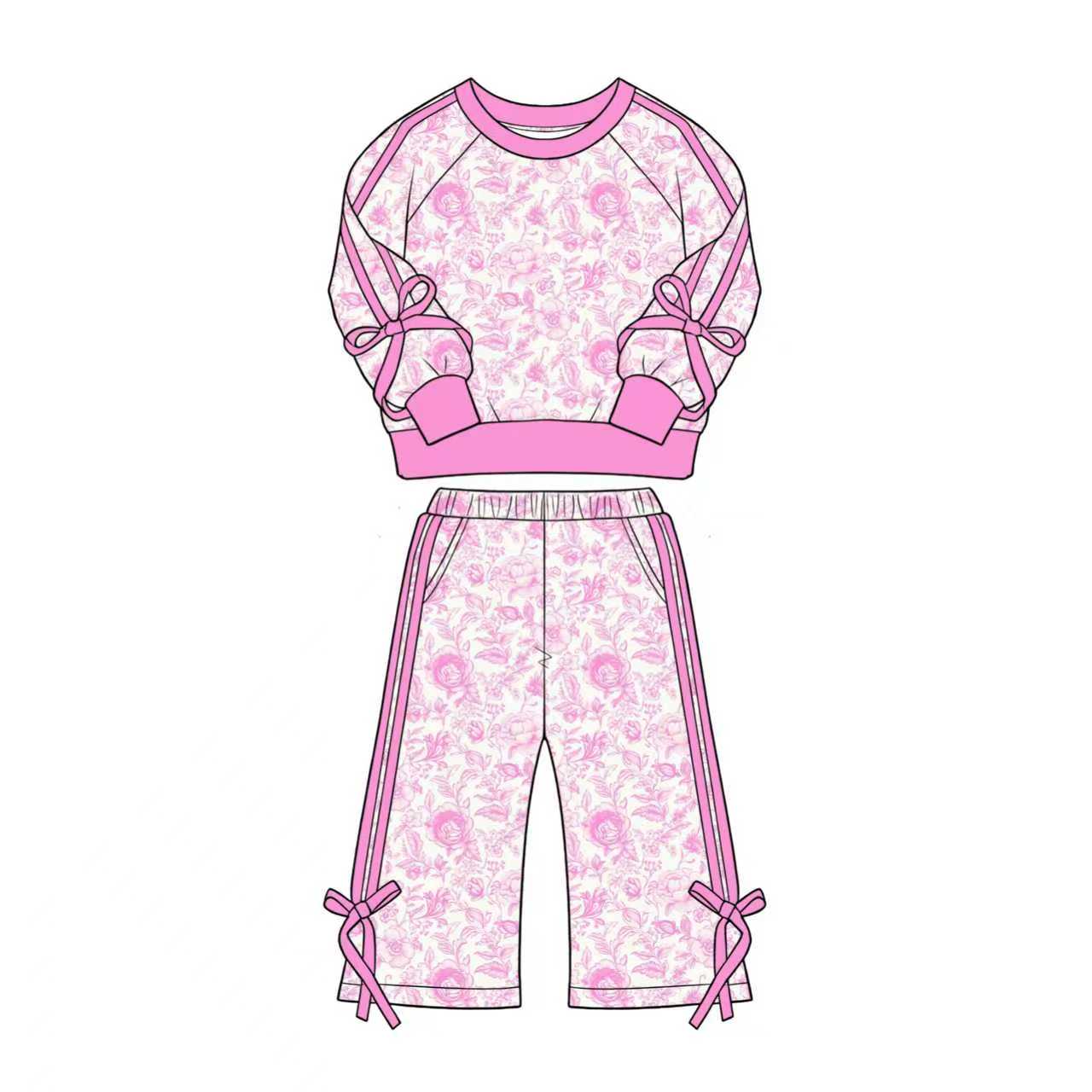 5.1 Pre order No Moq Baby Girls Fall Clothing Set Pumpkin Long Sleeve Top Pants Set