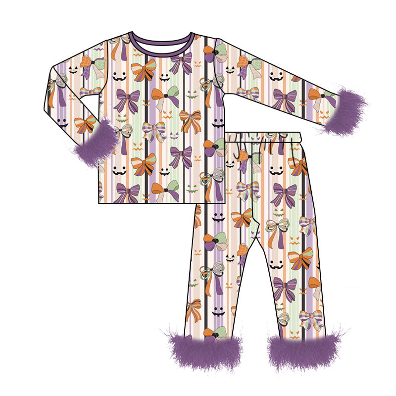 5.13 Pre order No Moq Baby Girl Bow-Trimmed Long-Sleeved Pants Set