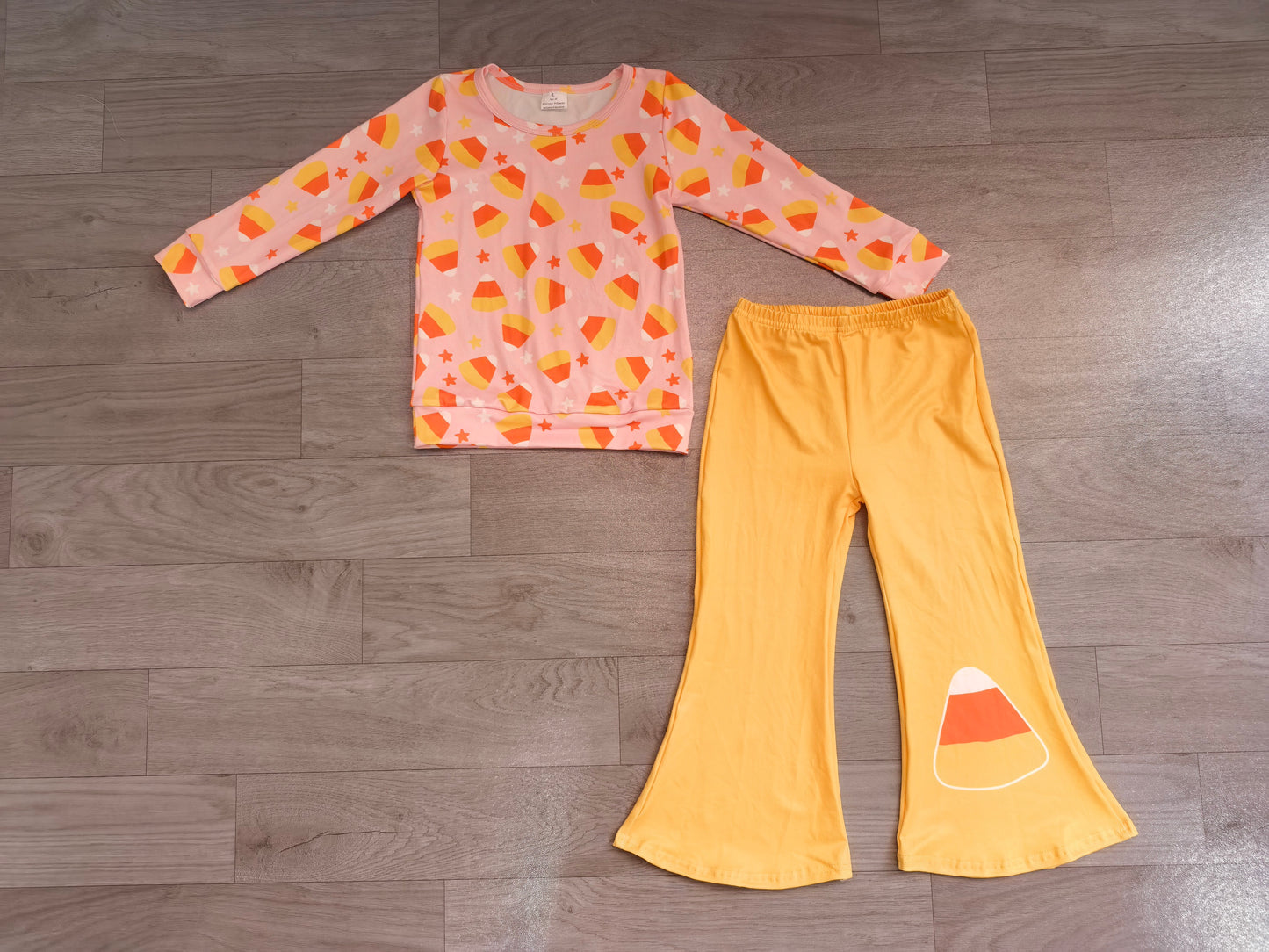 GLP3535 Sample No Moq Baby Girls Stars Candy Top Flare Pant Halloweens Clothes Sets