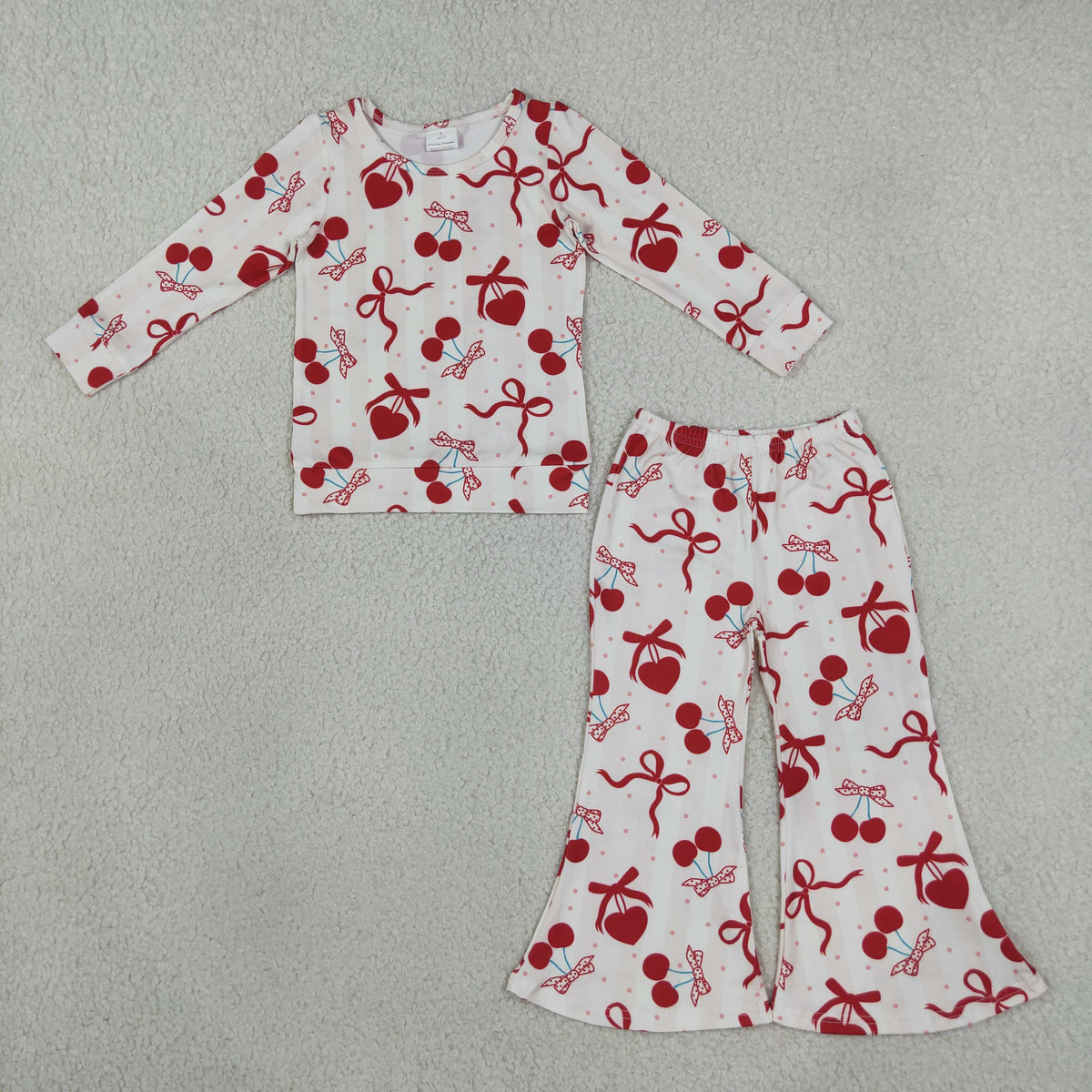 RTS NO MOQ (In stock)milk silk GLP3636 Baby Girls Heart Cheer Top Bell Bottom Pant Valentines Outfit