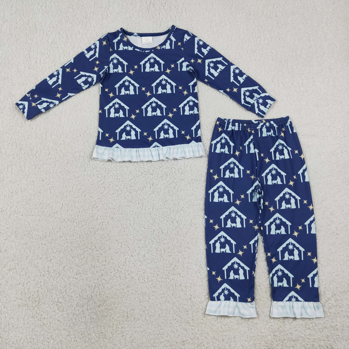 RTS NO MOQ (In stock) milk silk GLP3659 Baby Girls Long Sleeve Top Ruffle Pant Casual Set