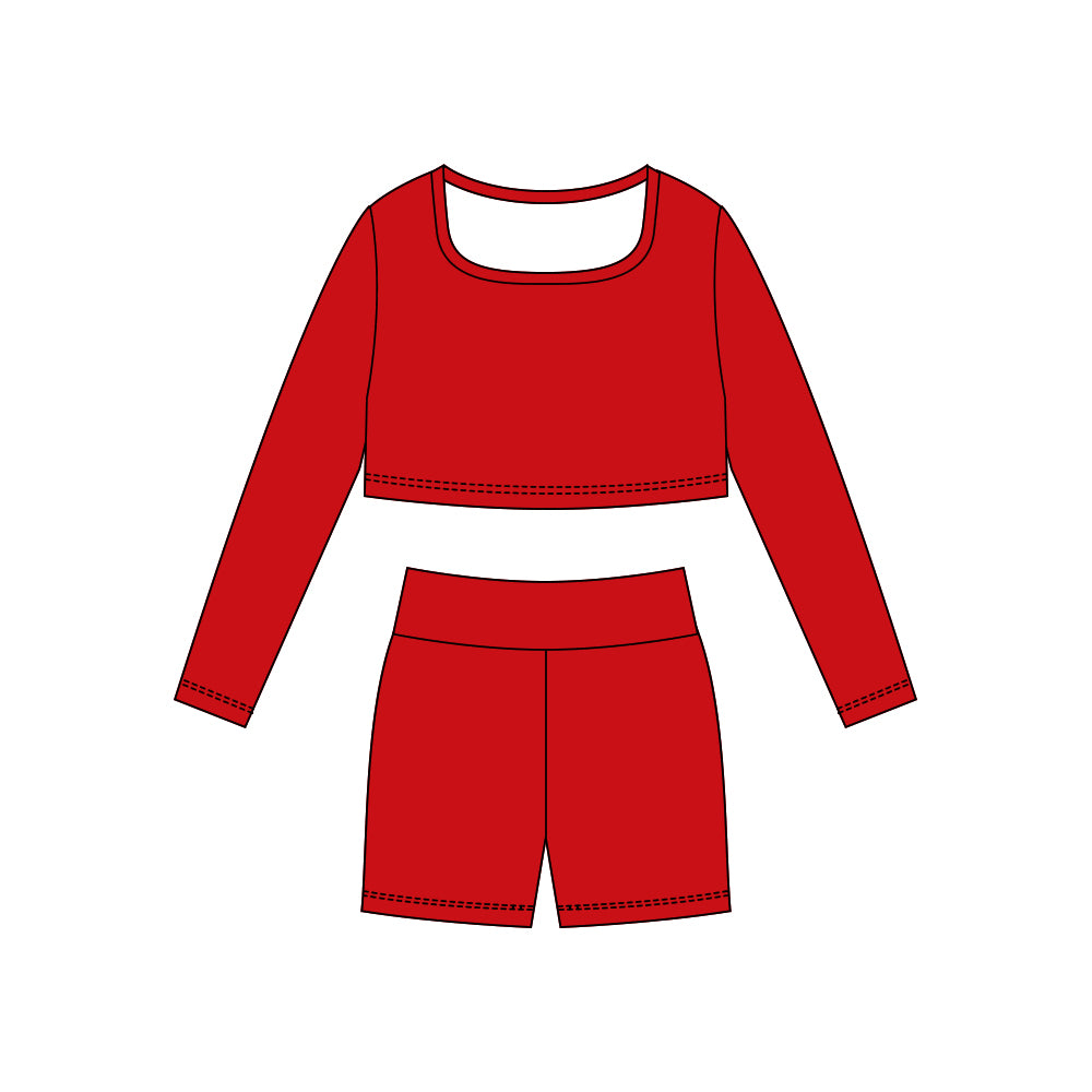 10.29 GLS0039 Pre order No Moq Yoga fabric Baby Girls Red Long Sleeve Shirts Top Shorts Yoga Clothes Sets